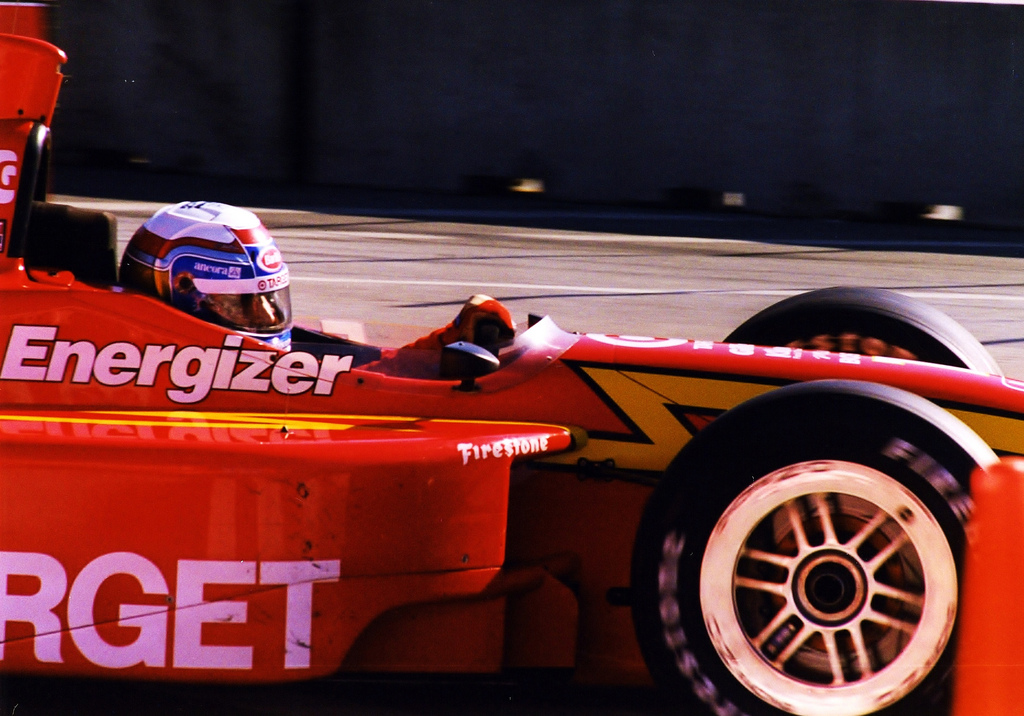 Red Target Chip Ganassi Racing CART car with Energizer logos, Zanardi in the cockpit