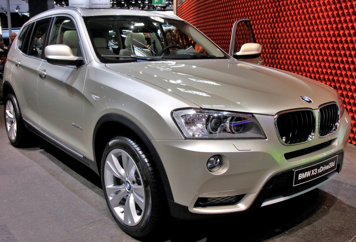 Silver BMW X3 xDrive20d F25 on the BMW stand at the 2010 Paris motor show