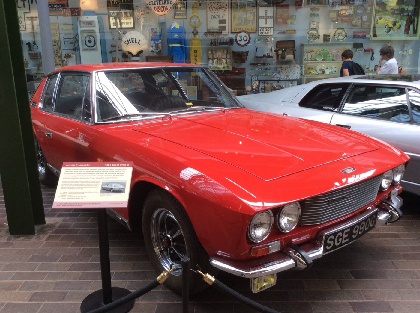 Red Jensen Interceptor Mark I registered SGE 990G on display at the National Motor Museum, Beaulieu