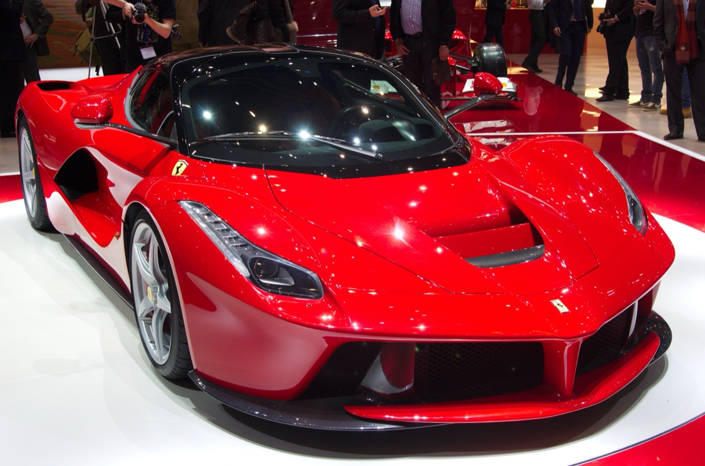 Red LaFerrari with a black roof on Ferrari