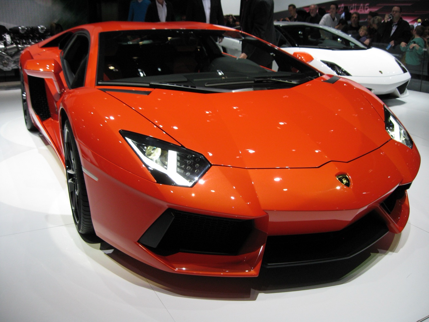 Orange Lamborghini Aventador LP 700-4 coupé on Lamborghini