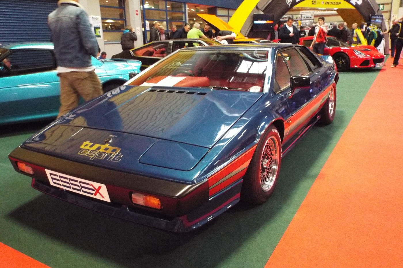 Blue Essex Turbo Esprit with red and chrome stripes and turbo esprit lettering on the nose