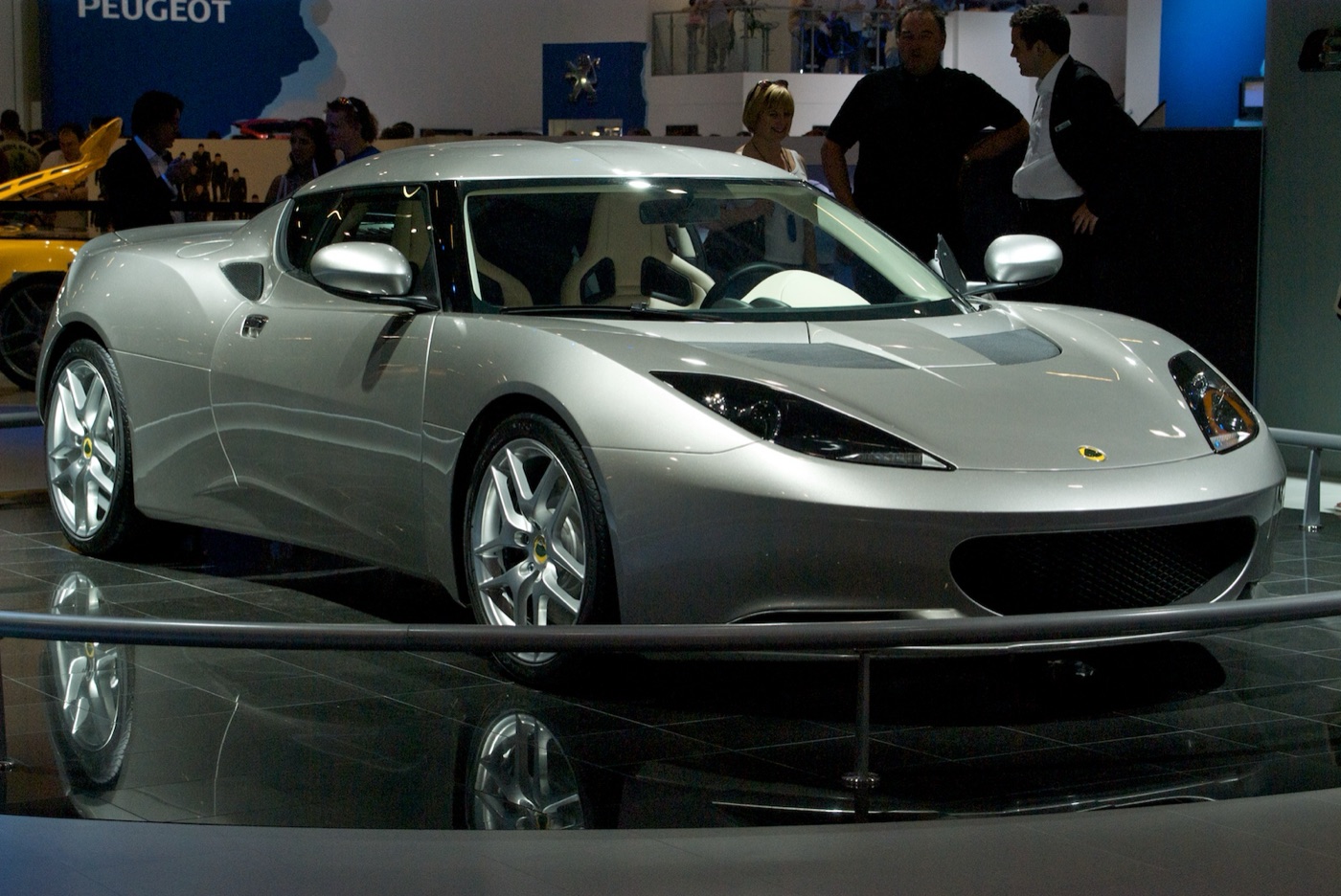 Silver Lotus Evora on the Lotus stand at the British International Motor Show in London