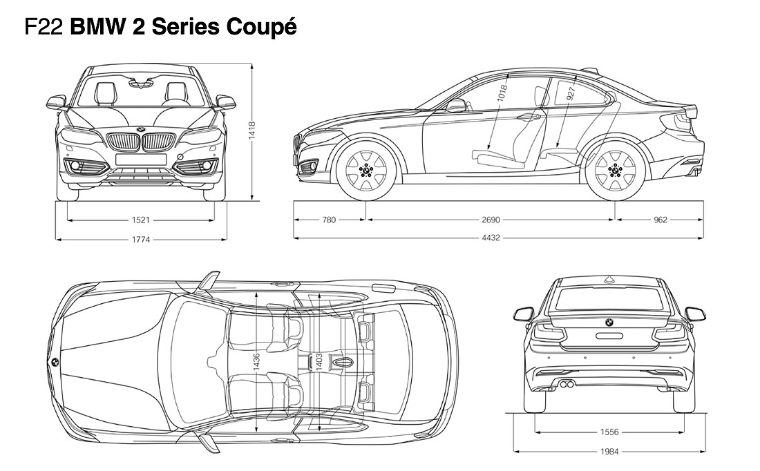 BMW 2 Series wireframe 999x619 All new BMW 2 Series Coupé harks back to an iconic period in BMWs history..